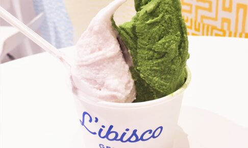銀座ジェラテリア「L'ibisco（リビスコ）」のジェラート「ダマスクローズ」と「抹茶」